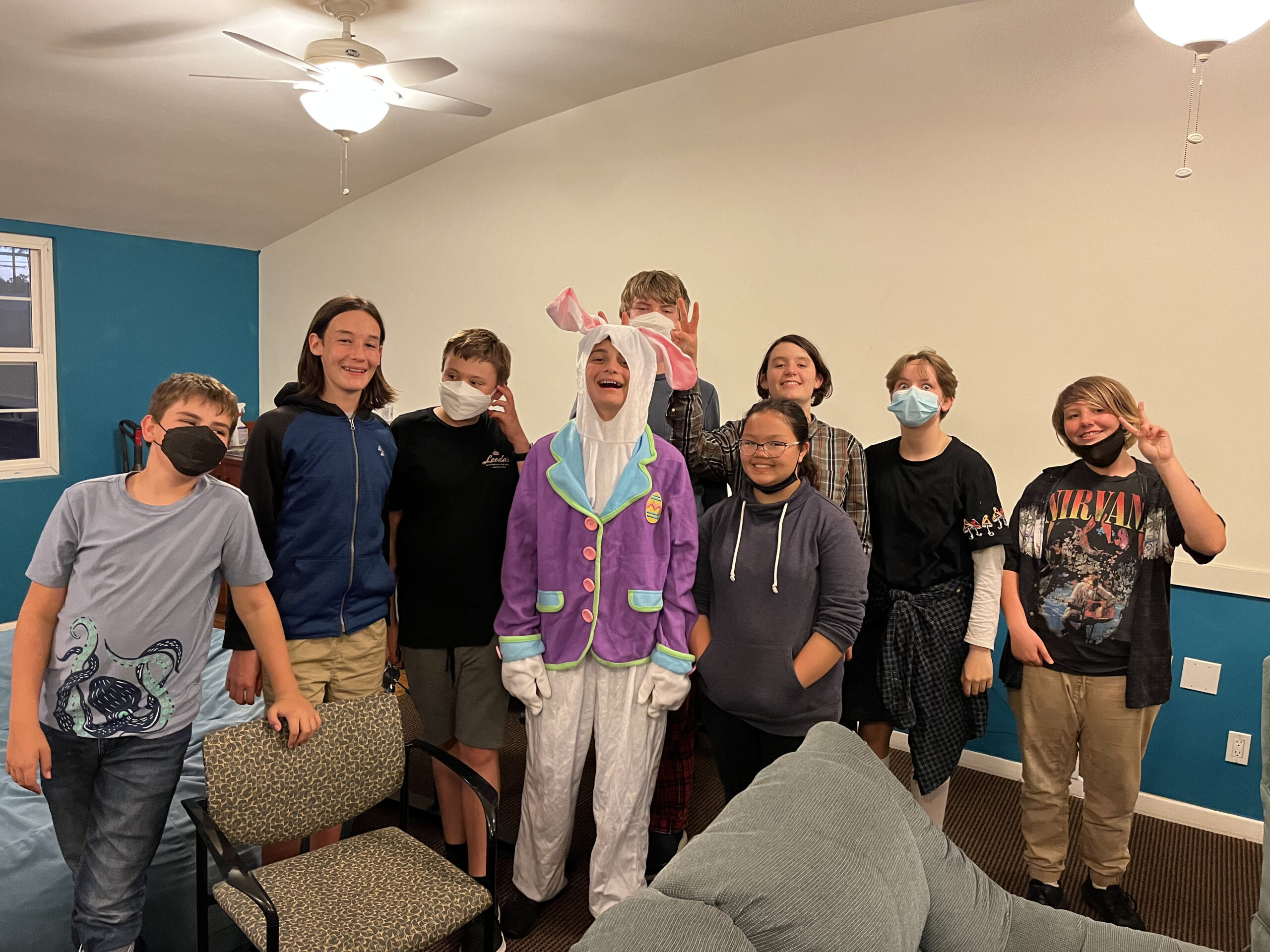 The Youth Group with our own Easter Bunny