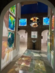 Chapel of the Rocks is an approximately 1000-square-foot structure, suffused with light refracted through numerous stained-glass windows